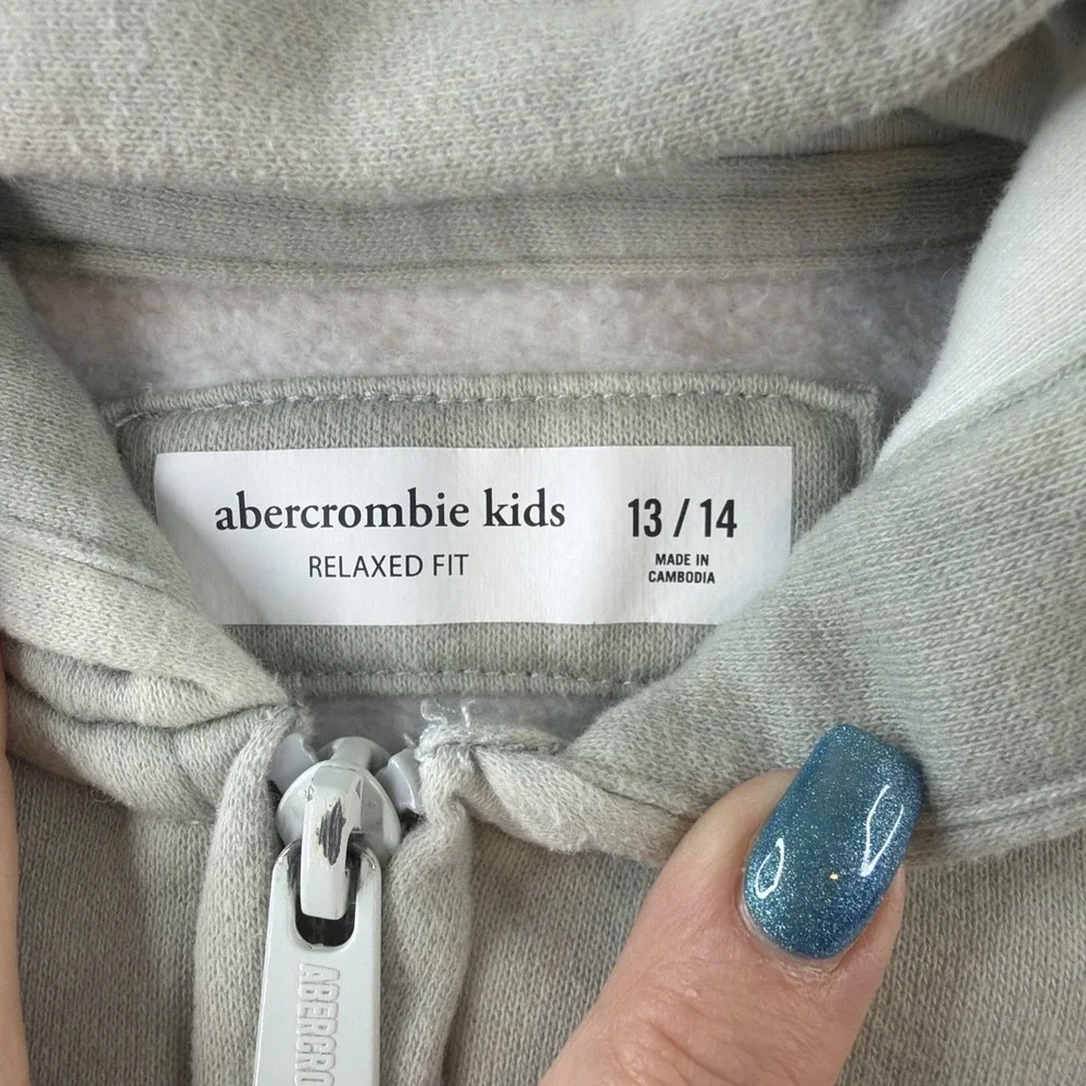 Abercrombie Kids Hoodie 13/14 Green Tie Dye Full Zip Moose Relaxed Fit
